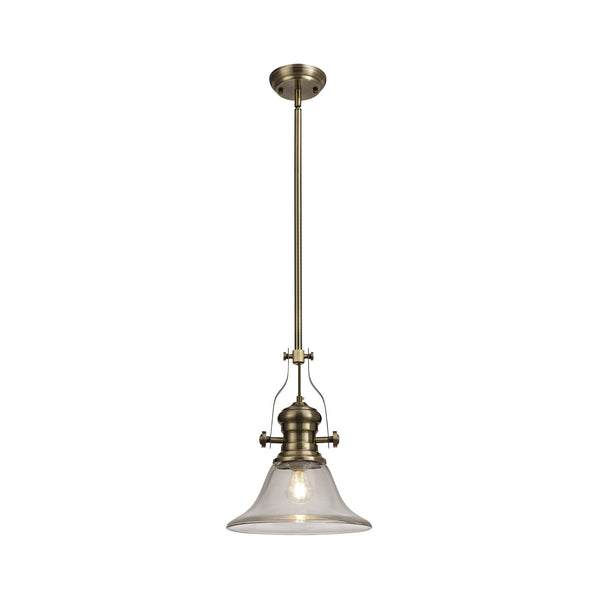 Fremington Antique Brass Pendant with Smooth Bell Glass Shade