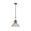 Fremington Antique Brass Pendant with Large Prismatic Glass Shade