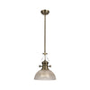 Fremington Antique Brass Pendant with Medium Prismatic Glass Shade