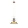 Fremington Polished Nickel Pendant with 300mm Amber Round Glass Shade