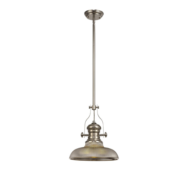Fremington Polished Nickel Pendant with Smoked Round Glass Shade
