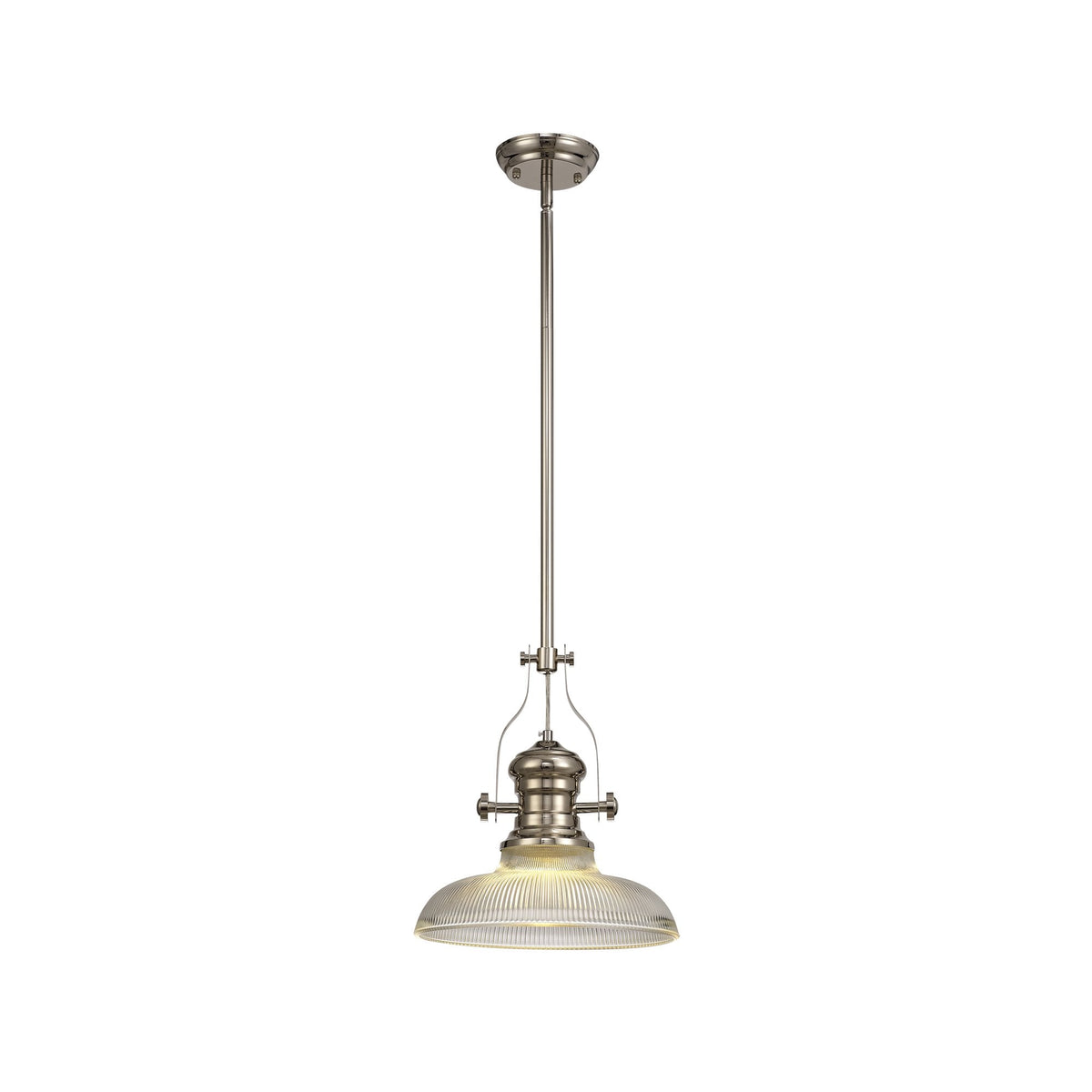 Fremington Polished Nickel Pendant with 300mm Clear Round Glass Shade