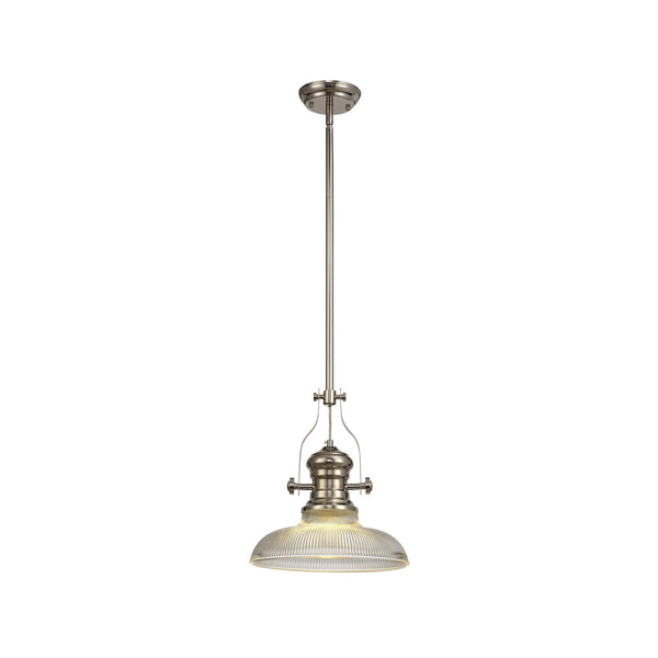 Fremington Polished Nickel Pendant with 300mm Clear Round Glass Shade