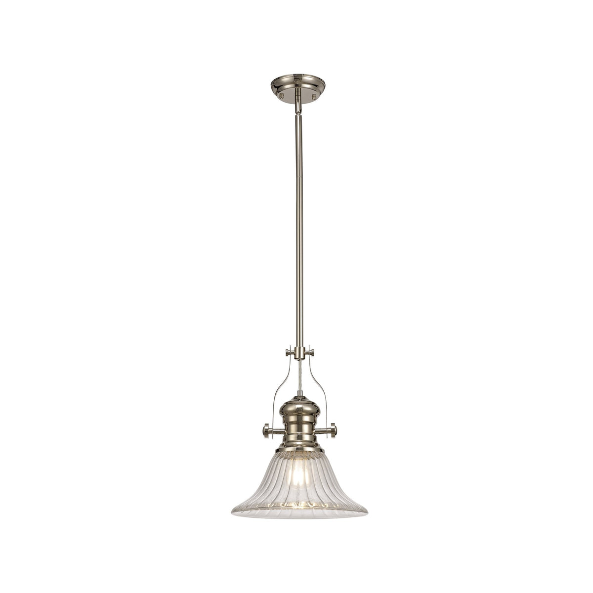 Fremington Polished Nickel Pendant with Clear Bell Glass Shade