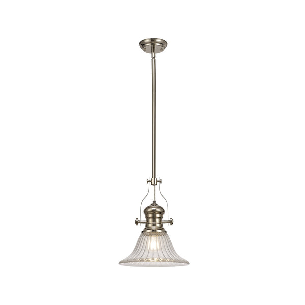 Fremington Polished Nickel Pendant with Clear Bell Glass Shade