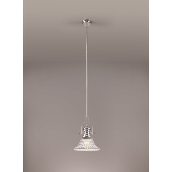 Fremington Polished Nickel Pendant with Clear Bell Glass Shade