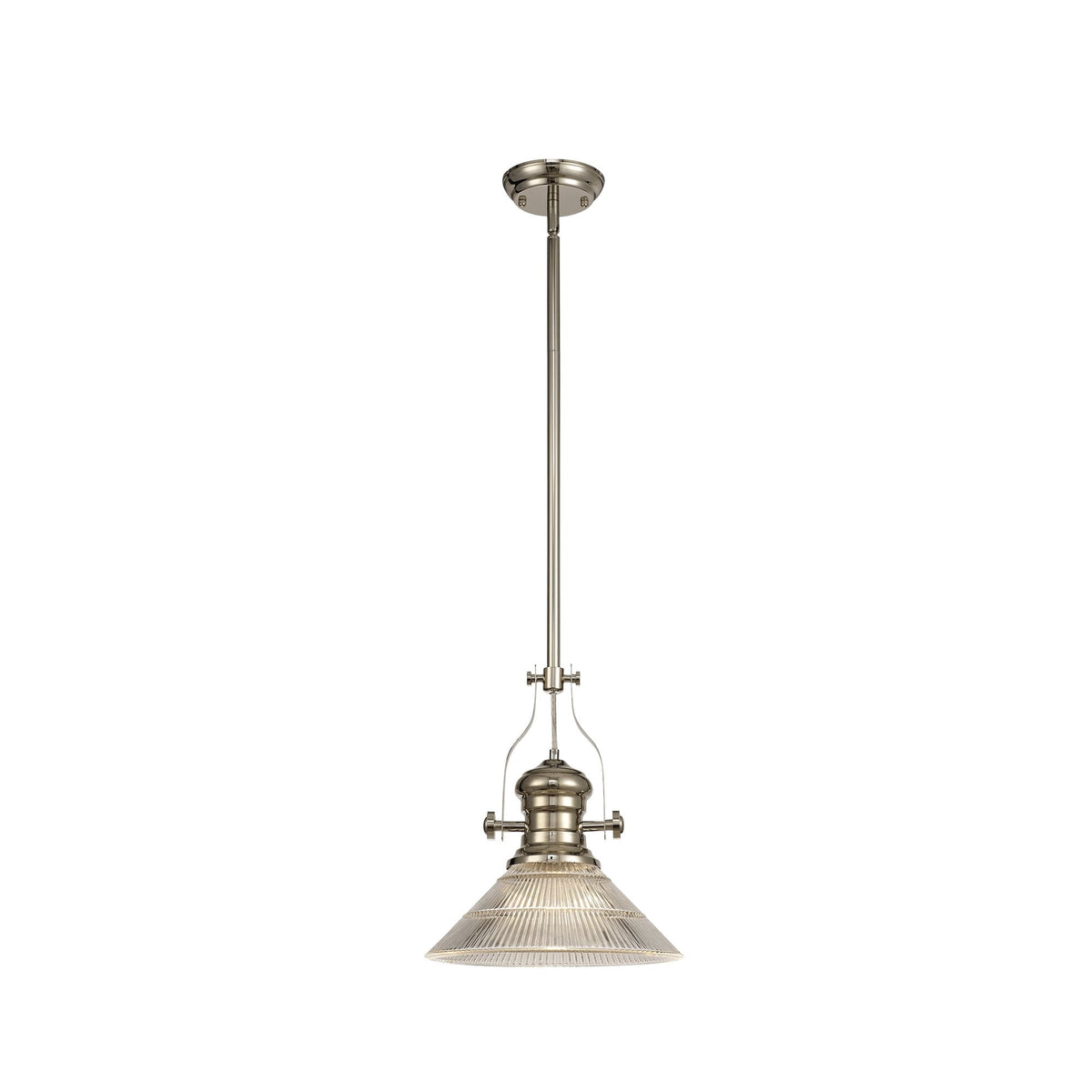 Fremington Polished Nickel Pendant with Cone Glass Shade
