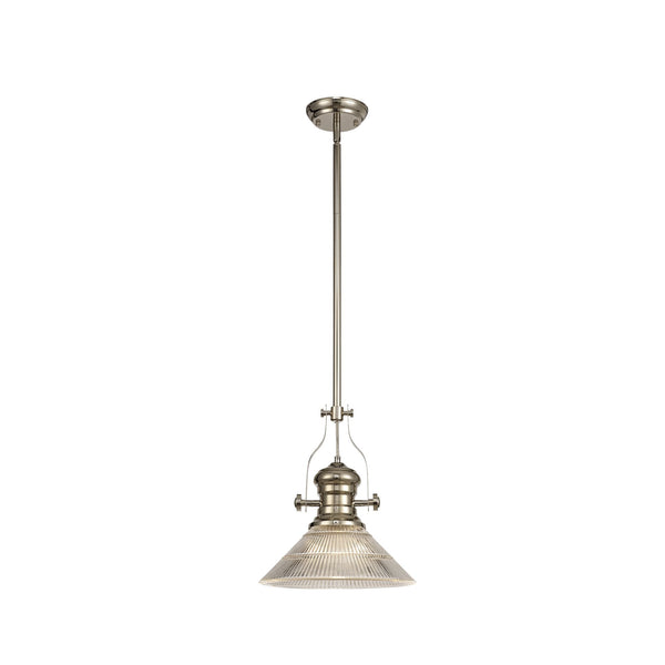 Fremington Polished Nickel Pendant with Cone Glass Shade