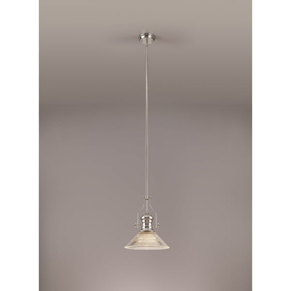 Fremington Polished Nickel Pendant with Cone Glass Shade
