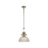 Fremington Polished Nickel Pendant With Dome Glass Shade