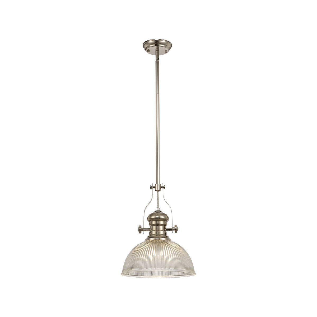 Fremington Polished Nickel Pendant With Dome Glass Shade