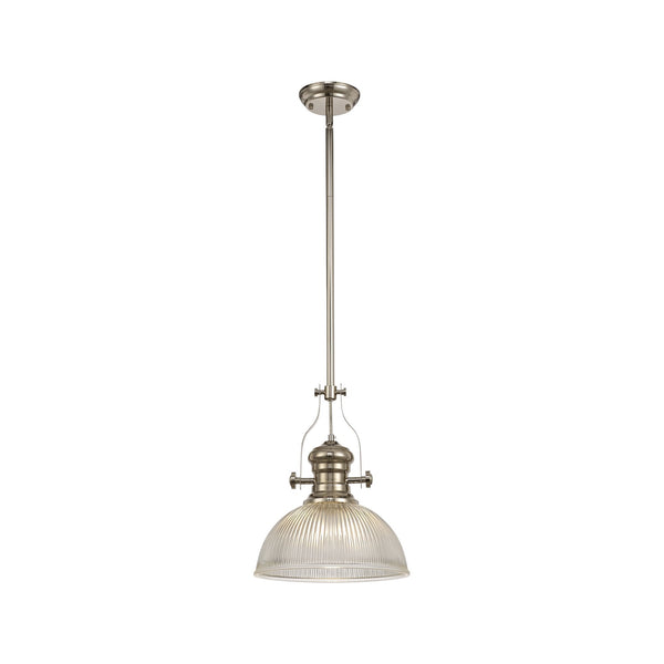 Fremington Polished Nickel Pendant With Dome Glass Shade