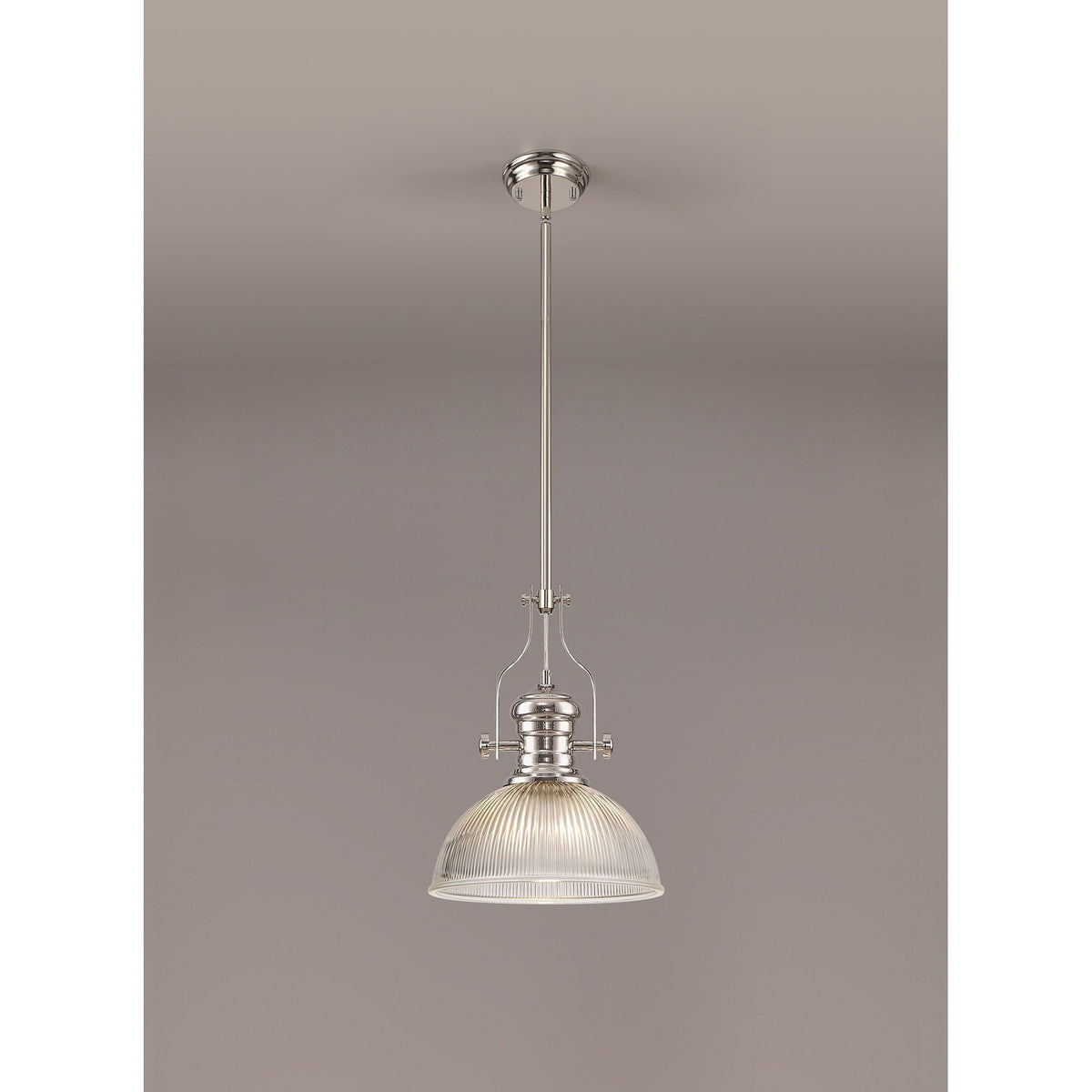Fremington Polished Nickel Pendant With Dome Glass Shade