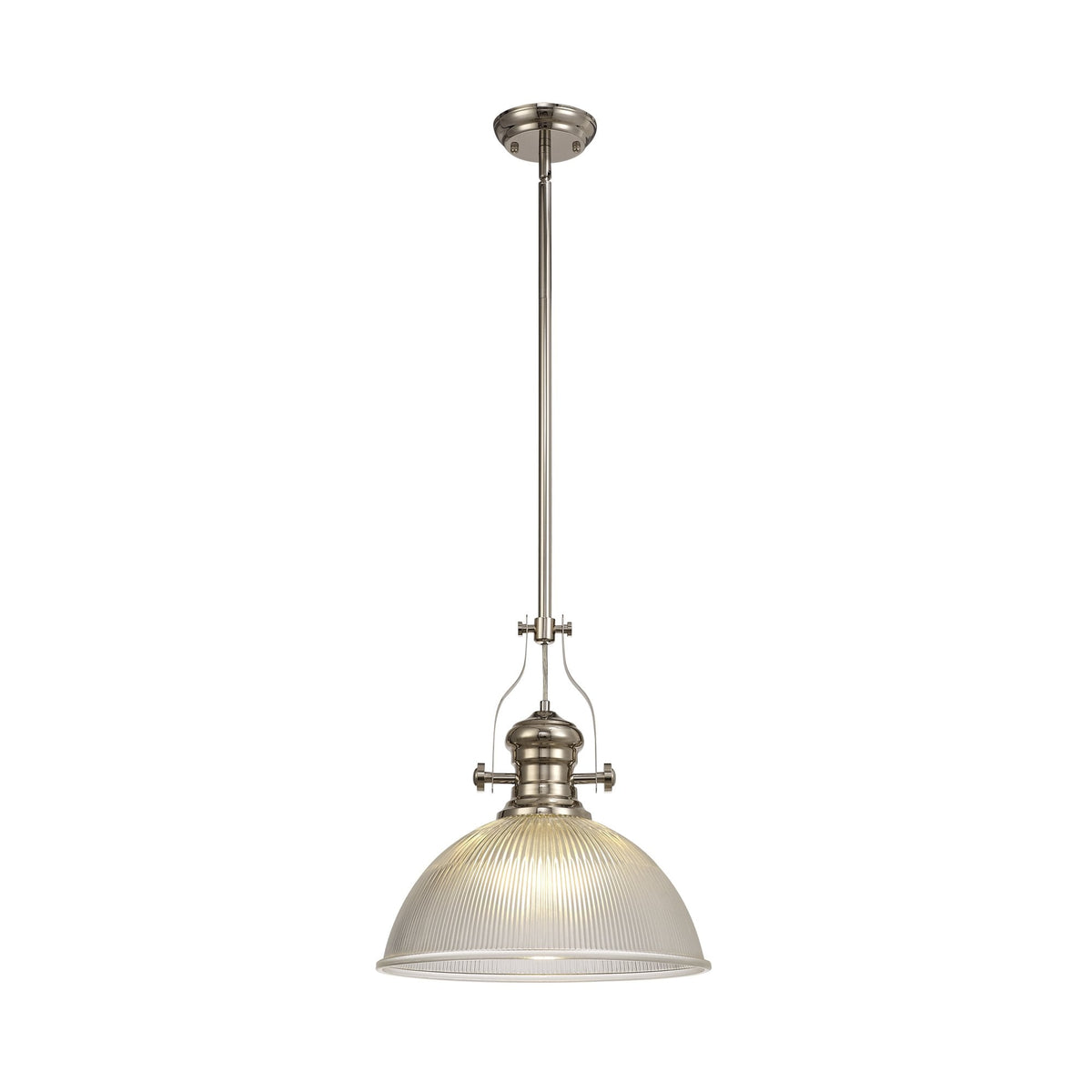 Fremington Polished Nickel Pendant With Large Dome Glass Shade