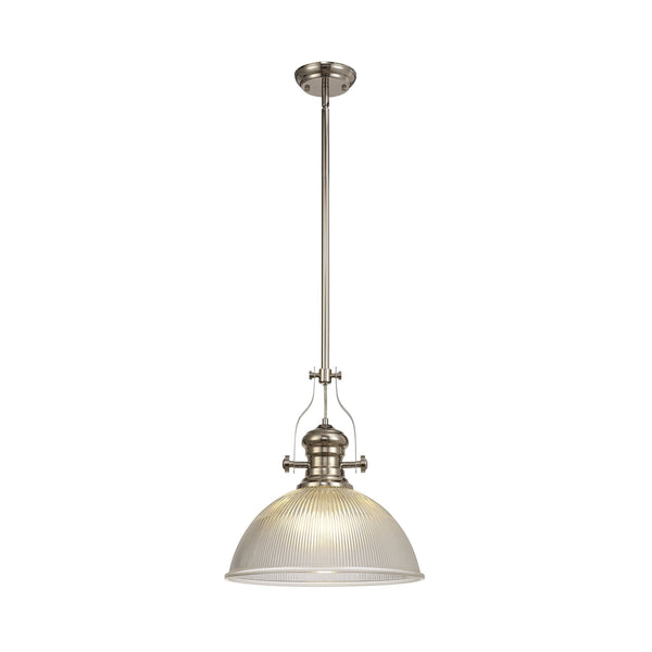 Fremington Polished Nickel Pendant With Large Dome Glass Shade
