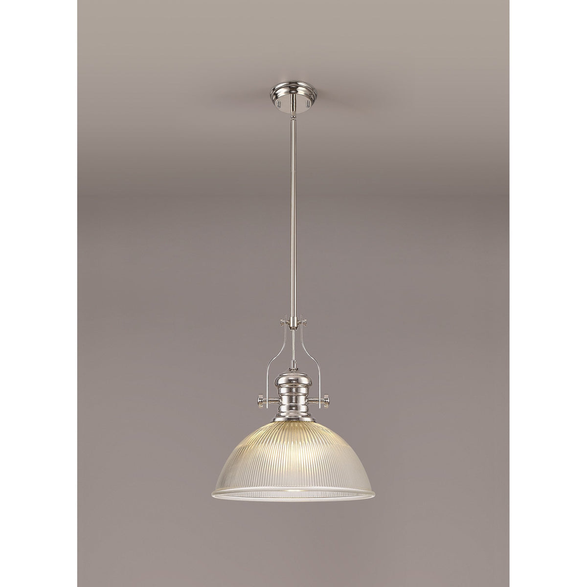 Fremington Polished Nickel Pendant With Large Dome Glass Shade