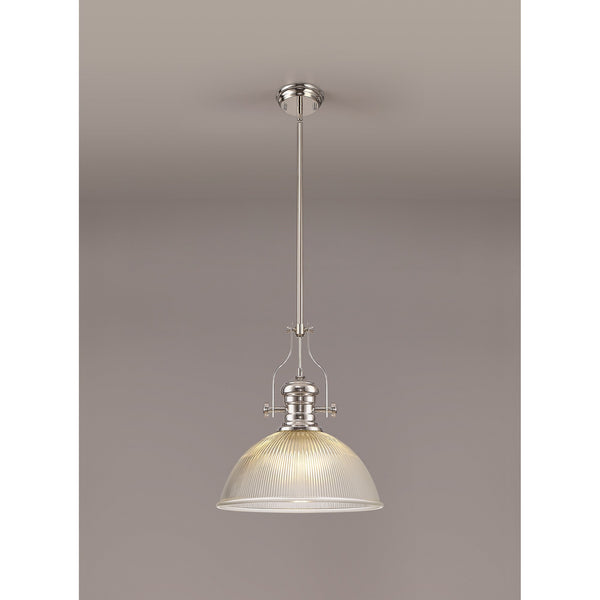 Fremington Polished Nickel Pendant With Large Dome Glass Shade