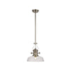 Fremington E27 Polished Nickel Pendant With Flat Round Glass Shade