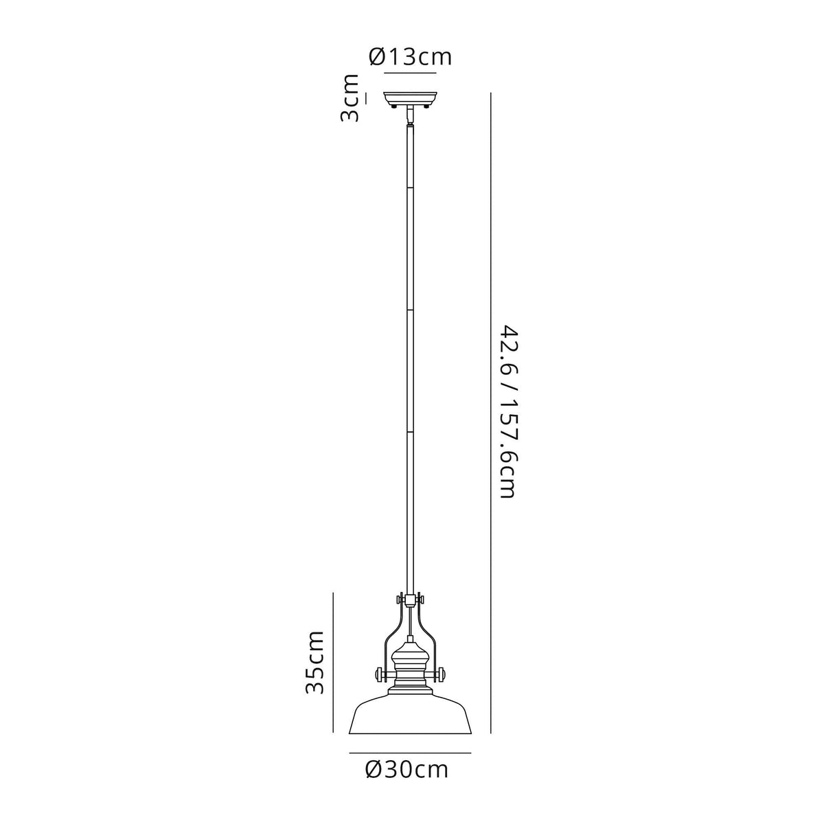 Fremington E27 Polished Nickel Pendant With Flat Round Glass Shade