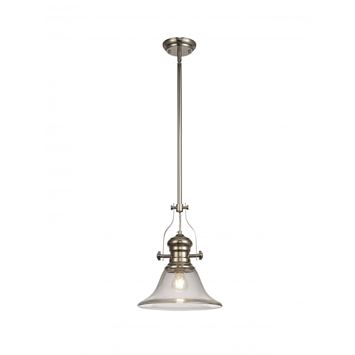 Fremington Polished Nickel Pendant With Smooth Bell Glass Shade