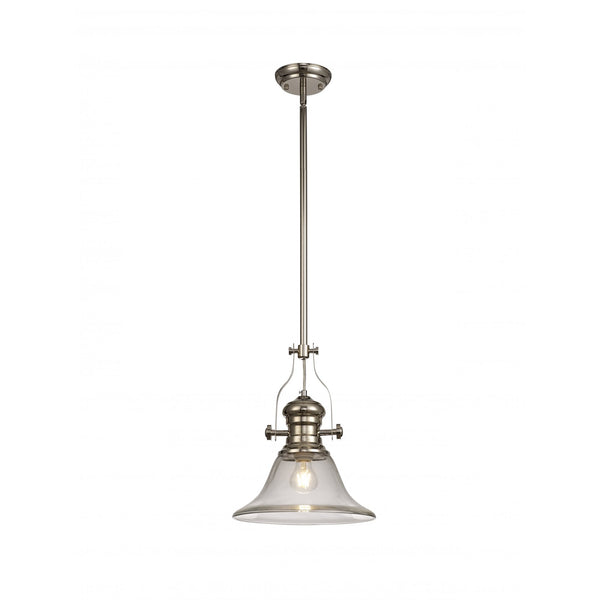 Fremington Polished Nickel Pendant With Smooth Bell Glass Shade