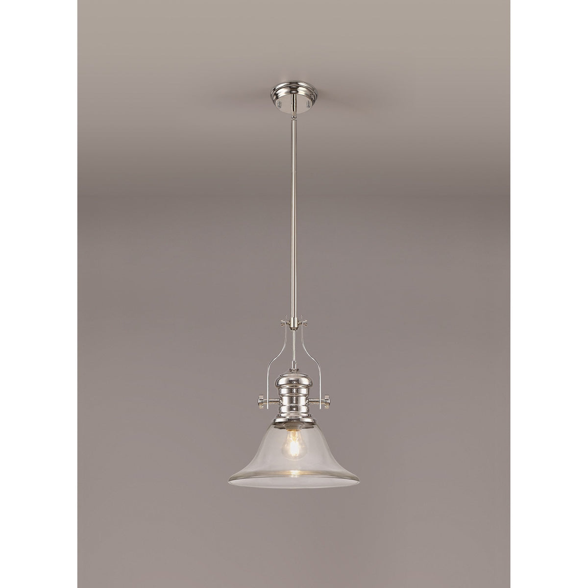 Fremington Polished Nickel Pendant With Smooth Bell Glass Shade