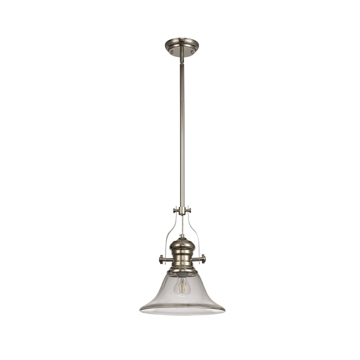 Fremington Polished Nickel Pendant With Smooth Bell Glass Shade