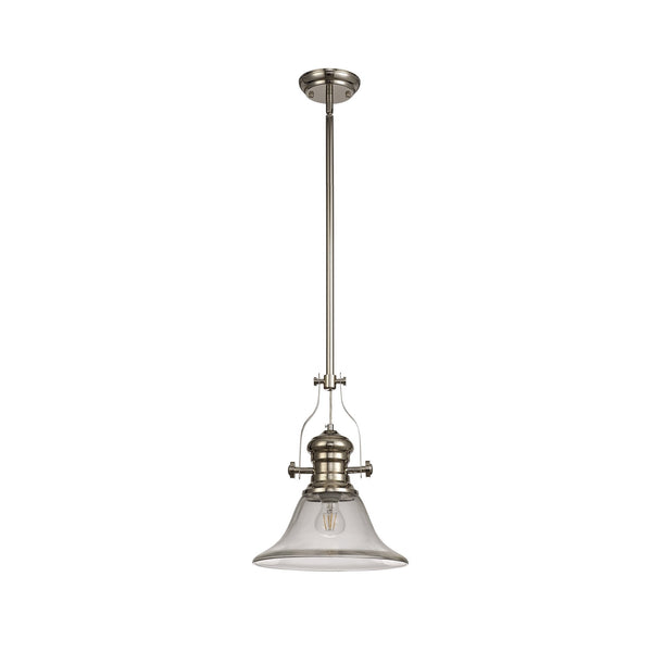 Fremington Polished Nickel Pendant With Smooth Bell Glass Shade