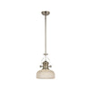 Fremington Polished Nickel Pendant with Small Prismatic Glass Shade