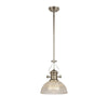 Fremington Polished Nickel Pendant with Medium Prismatic Glass Shade