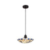 Prawle Pendant E27 Light With Tiffany Shade in Blue Cream Clear Crystal Black