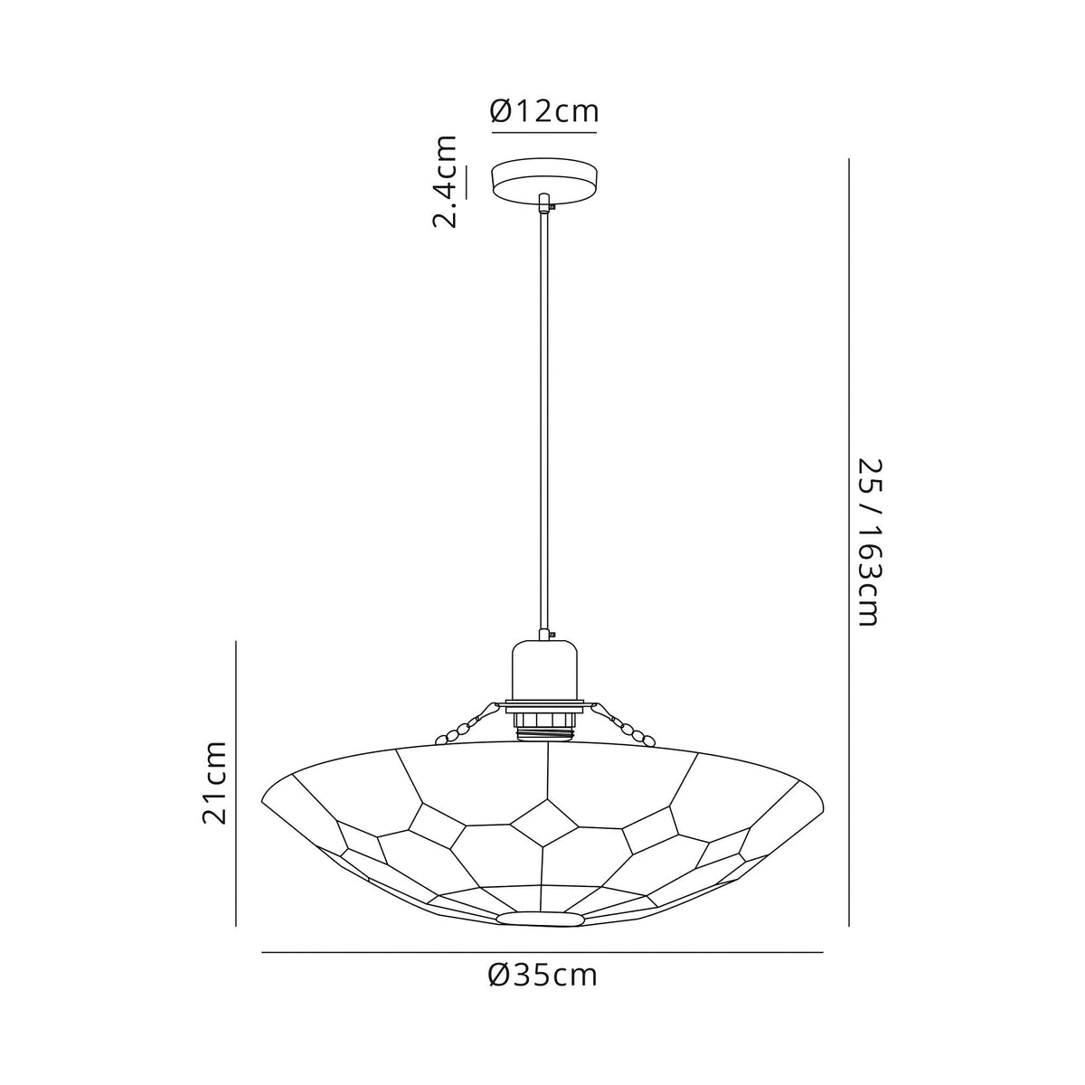 Prawle Pendant E27 Light With Tiffany Shade in Amber Cream Clear Crystal Black