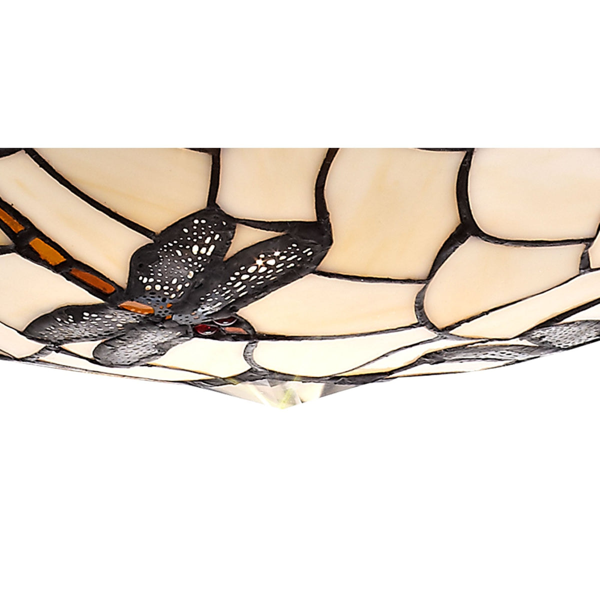 Prawle Pendant E27 Light With Tiffany Shade in Amber Cream Clear Crystal Black