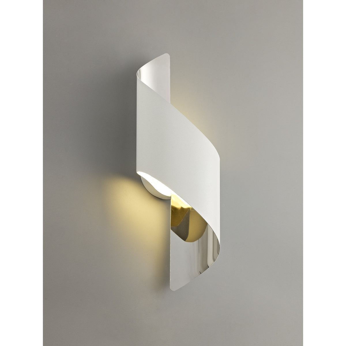 Fincham Small 8w LED Wall Light in White & Polished Chrome