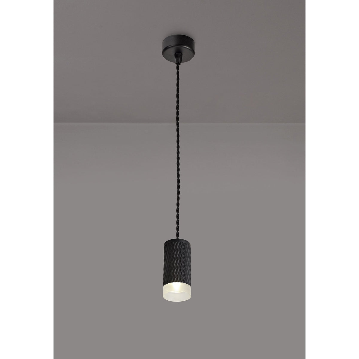 Stratton Small Sand Black Pendant with Acrylic Diffuser