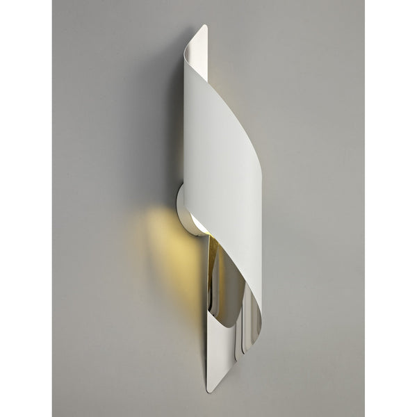 Fincham Large 8w LED Wall Light in White & Polished Chrome