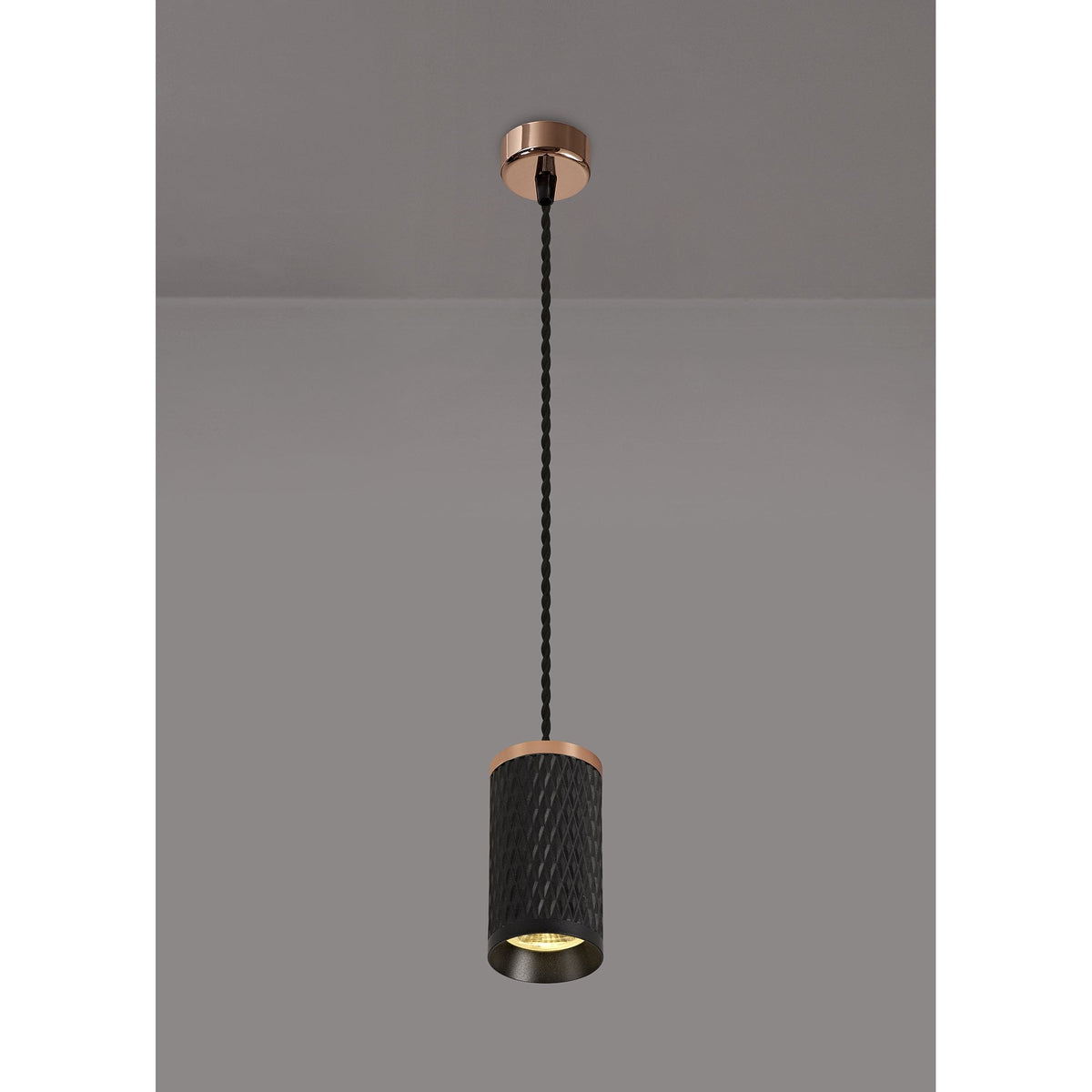 Stratton Small Sand Black & Rose Gold Pendant