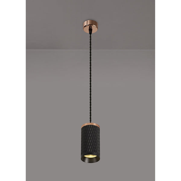 Stratton Small Sand Black & Rose Gold Pendant