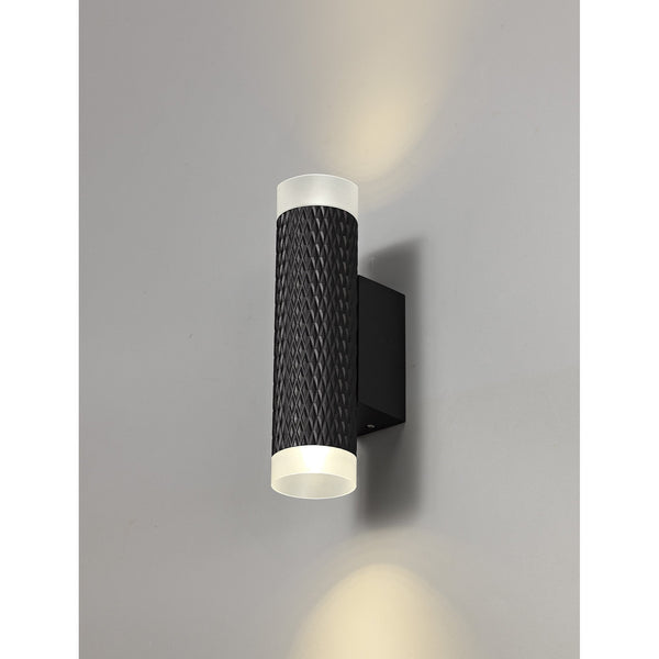 Stratton Sand Black Twin Wall Light with Acrylic Diffuser