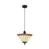 Postbridge Uplighter Pendant 1xE27 with 30cm Tiffany Shade in Amber Cream Crystal Black