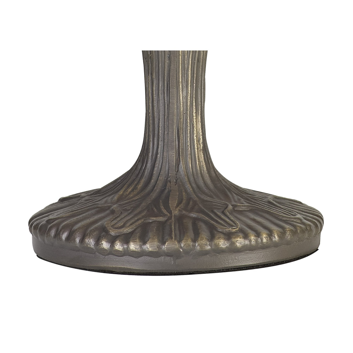 Postbridge Antique Brass Curved Table Lamp With Small Amber & Cream Tiffany Shade