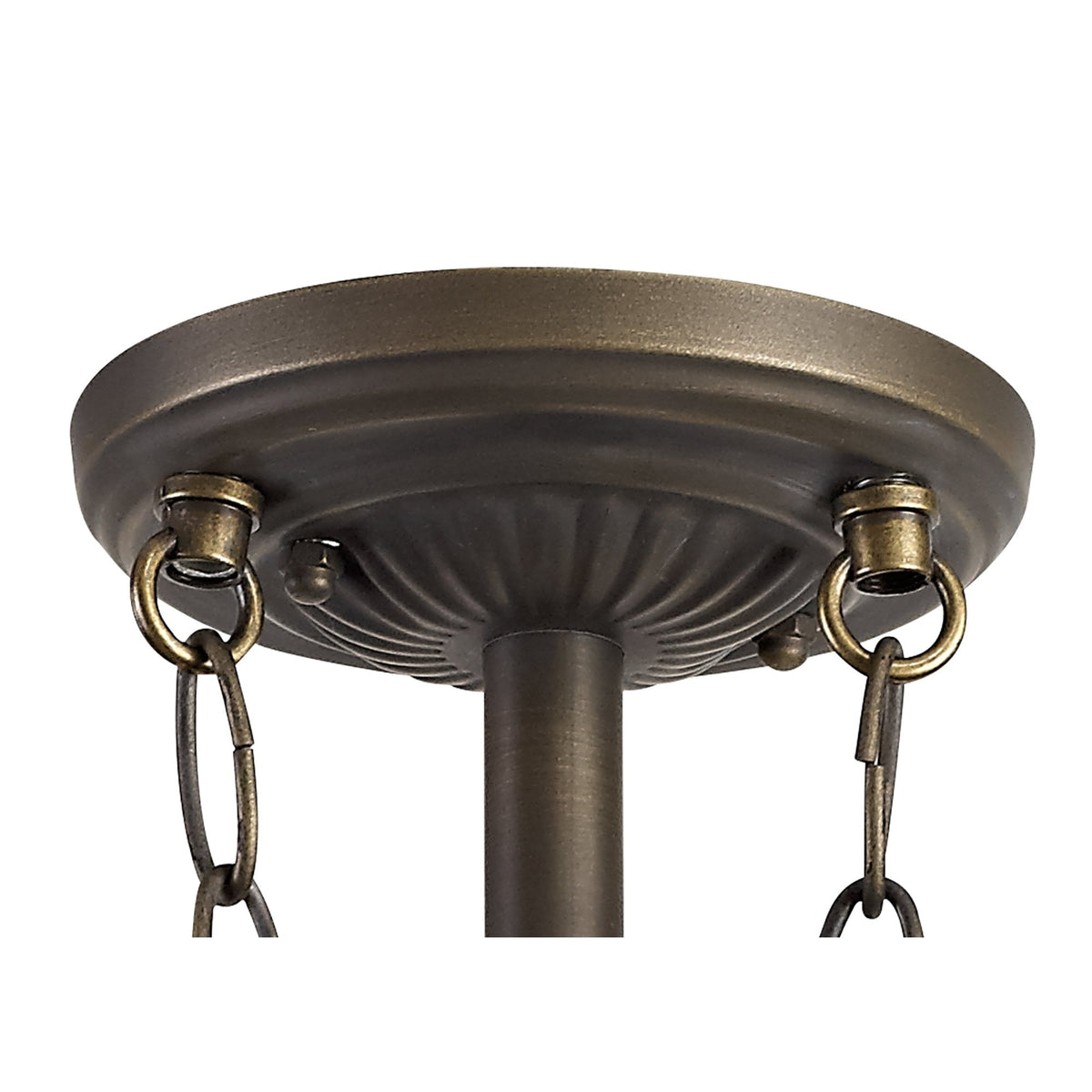 Postbridge 3 Light Semi Ceiling in Aged Antique Brass With 30cm Tiffany Amber Cream and Crystal Shade