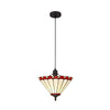 Postbridge Uplighter Pendant 1xE27 with 30cm Tiffany Shade in Red Cream Crystal Black