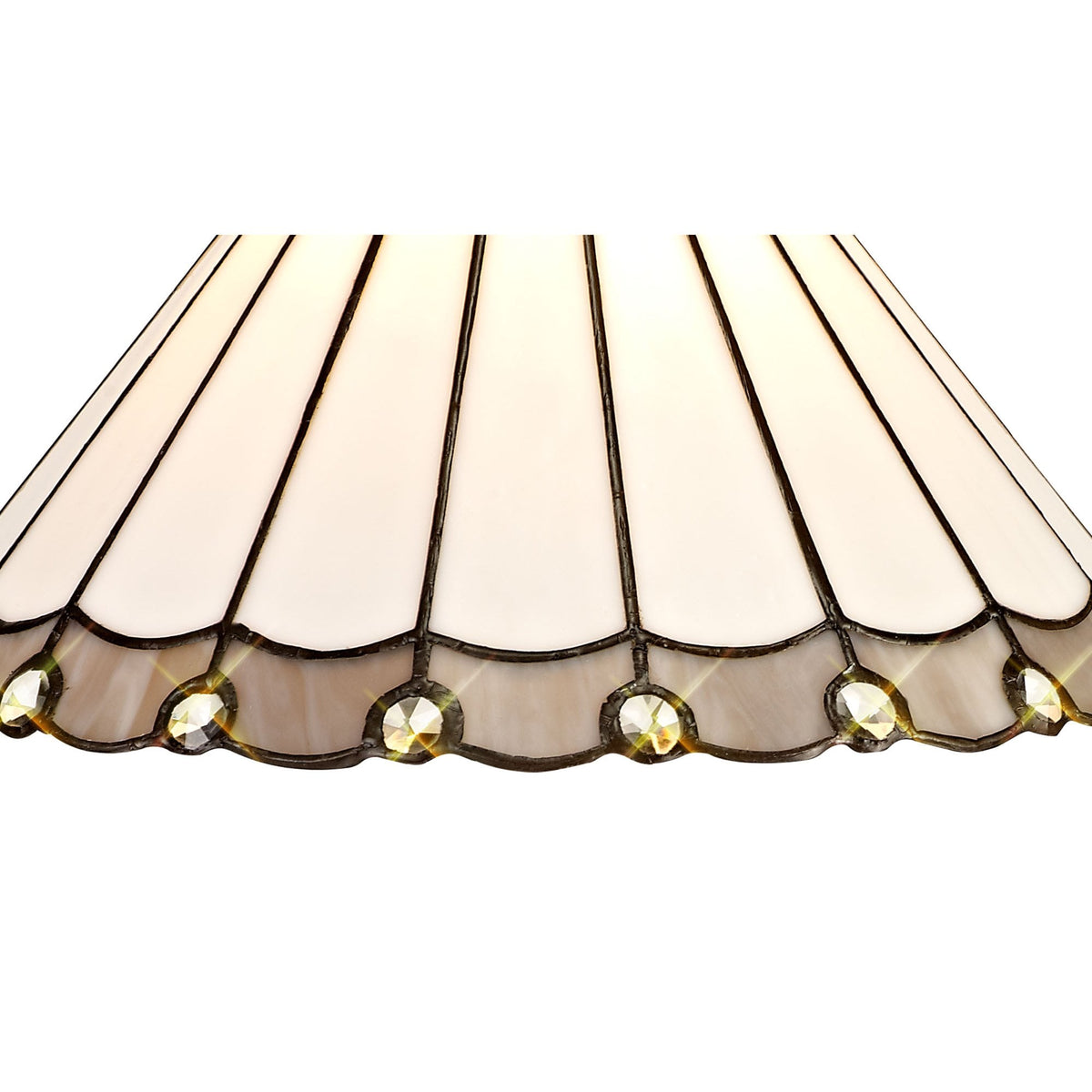 Postbridge Uplighter Pendant 1xE27 with 30cm Tiffany Shade in Grey Cream Crystal Black