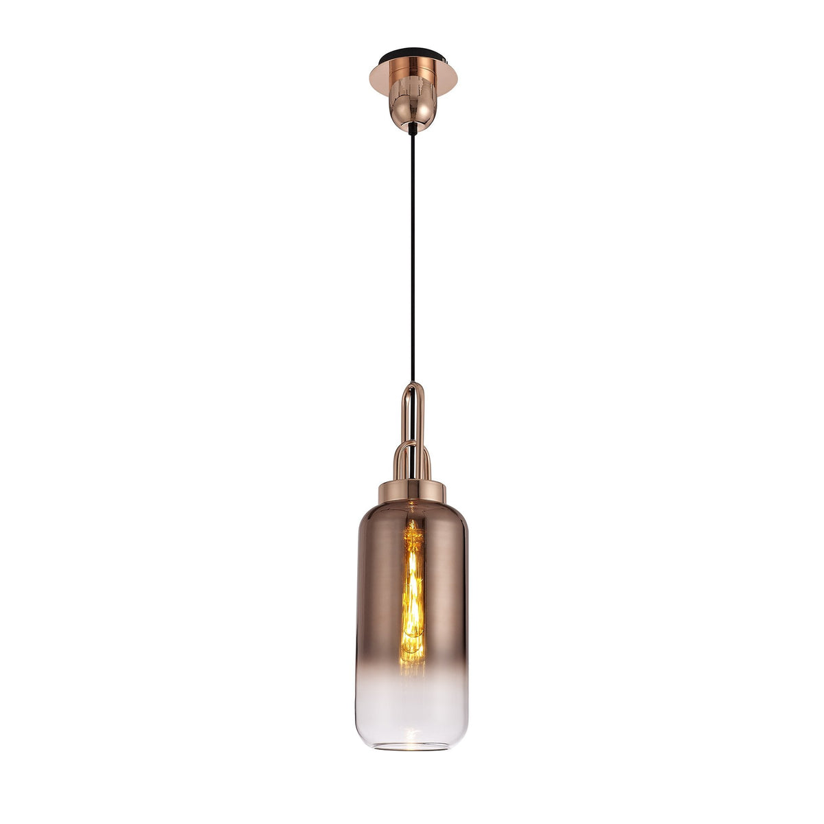 Atherington Pendant with 30cm Cylinder Glass in Copper