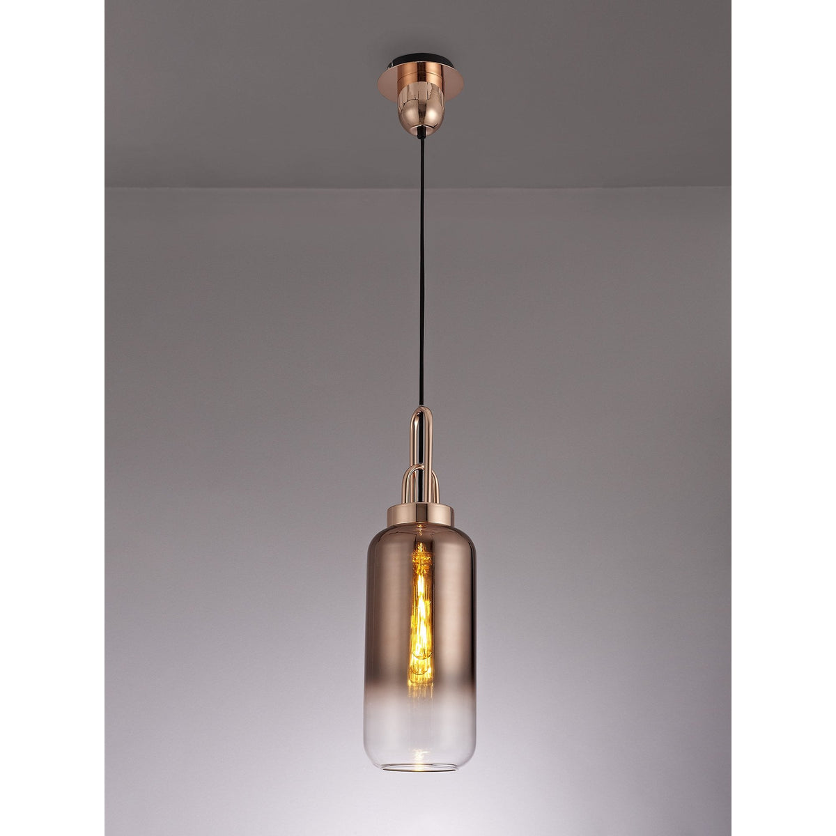 Atherington Pendant with 30cm Cylinder Glass in Copper