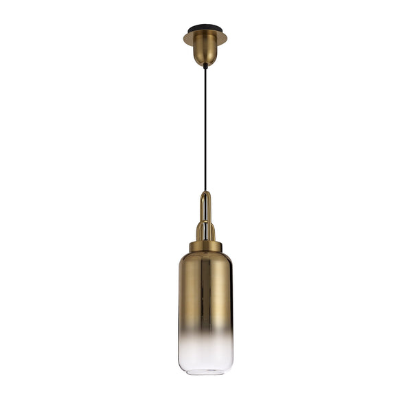 Atherington Pendant with 30cm Cylinder Glass in Brass Gold