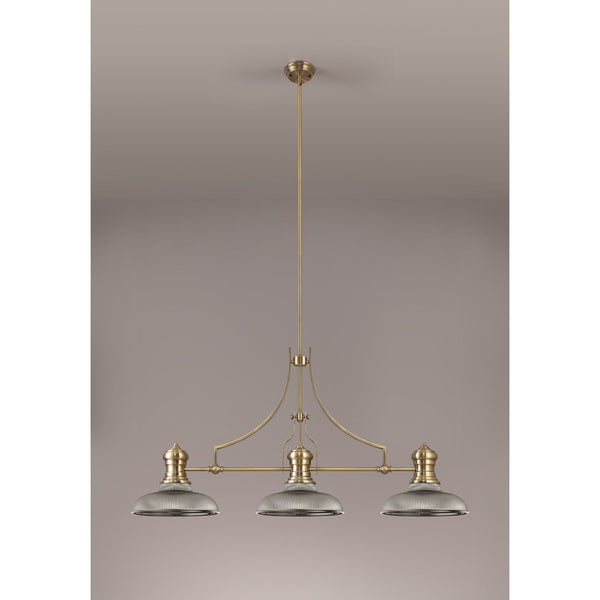 Fremington Antique Brass Linear Pendant with Smoked Round Glass Shades