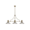 Fremington Antique Brass Linear Pendant with 300mm Clear Round Glass Shades