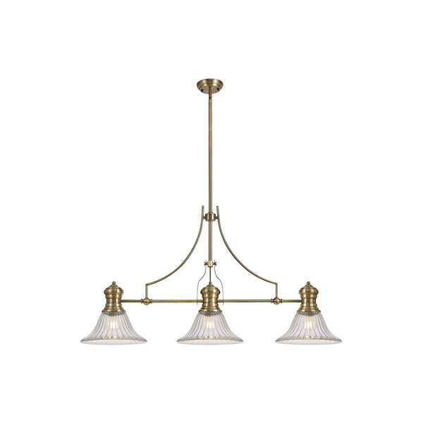 Fremington Antique Brass Linear Pendant With Bell Glass Shade